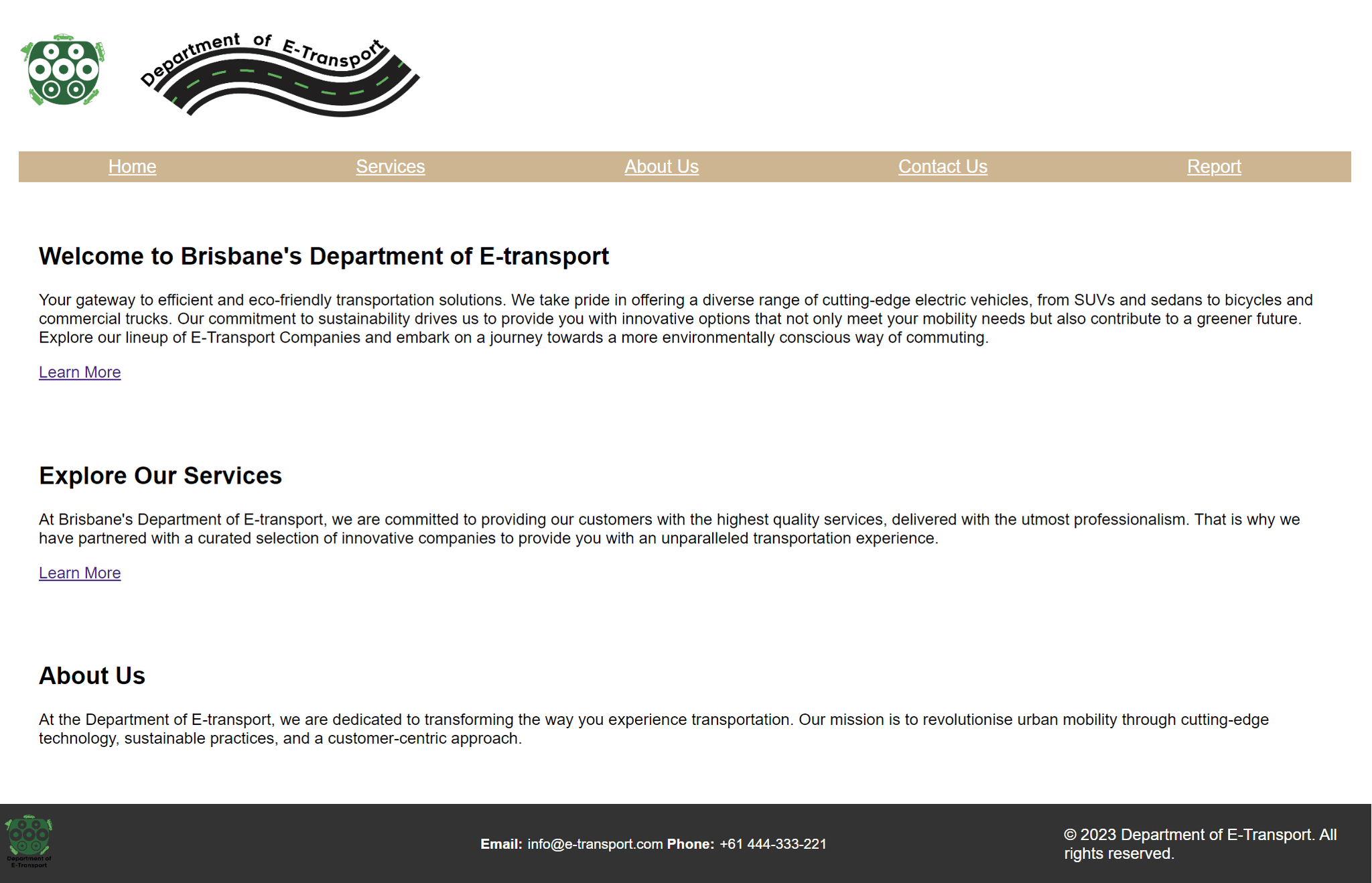 E-Transport Home Screen